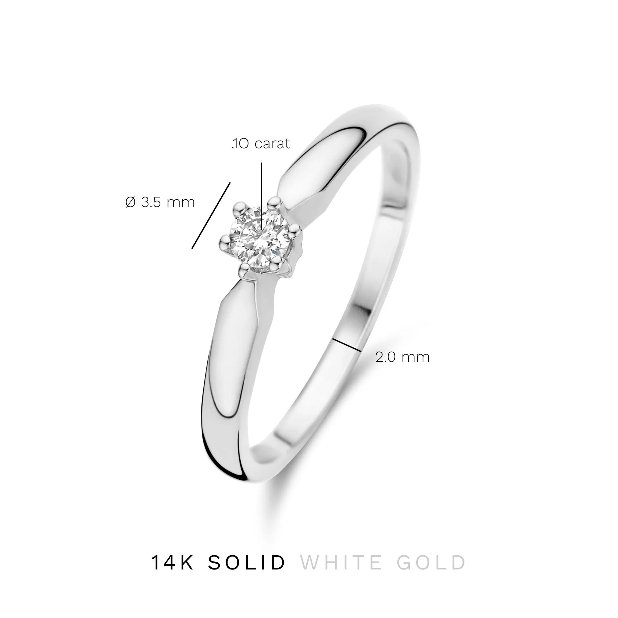 De la Paix Sybil 14 karat white gold ring with diamond 0.10 carat