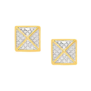 Diamond Accent Square Earrings in 14k Gold Plate