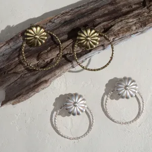 Distressed Concho and Circle Earrings