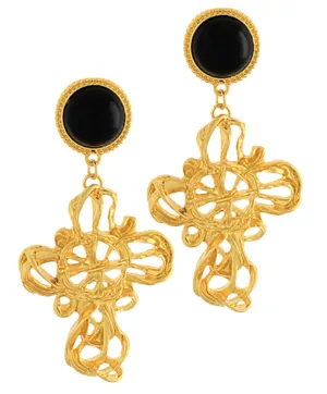 Dome & Organic Cross Earrings