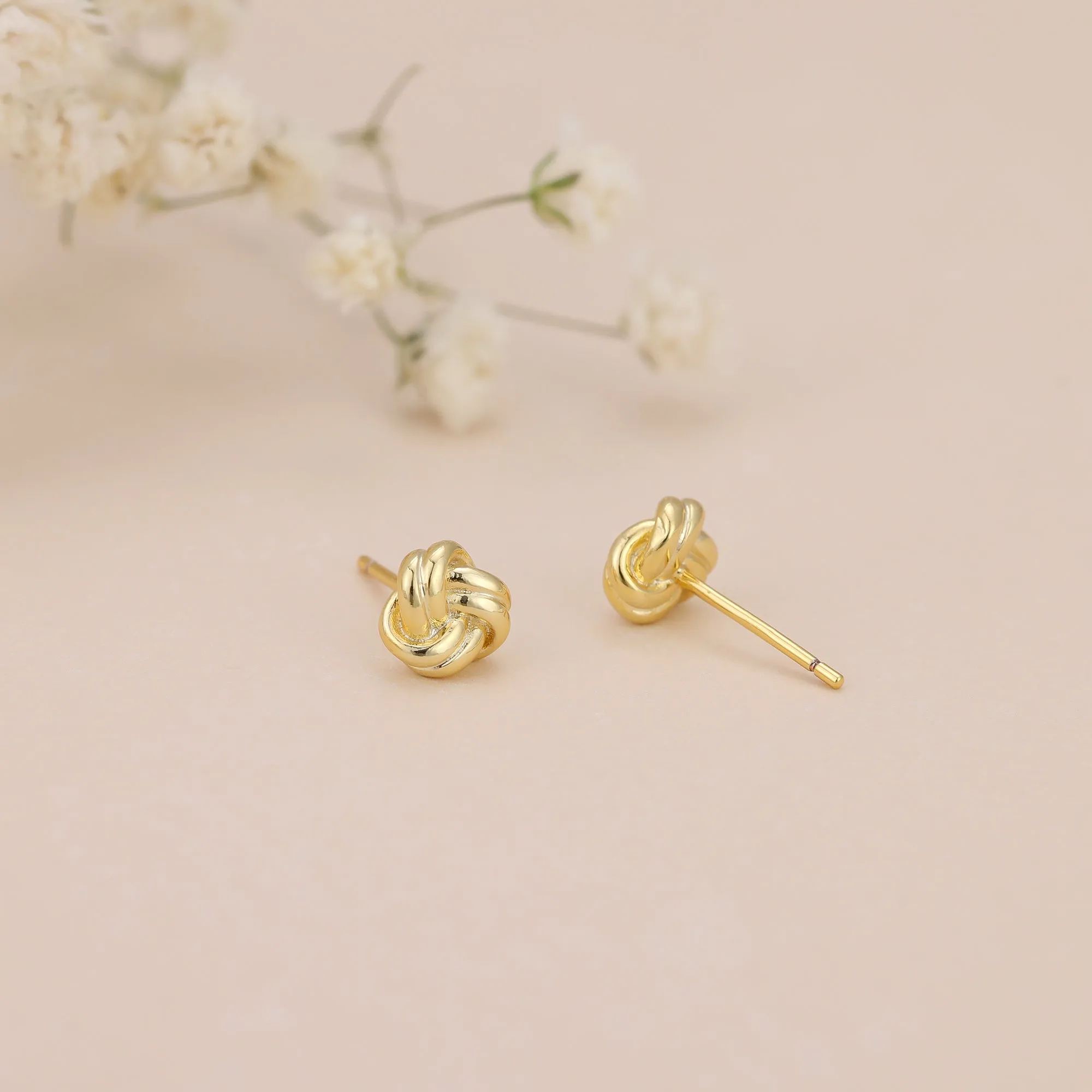 E171 dainty love knot stud earrings
