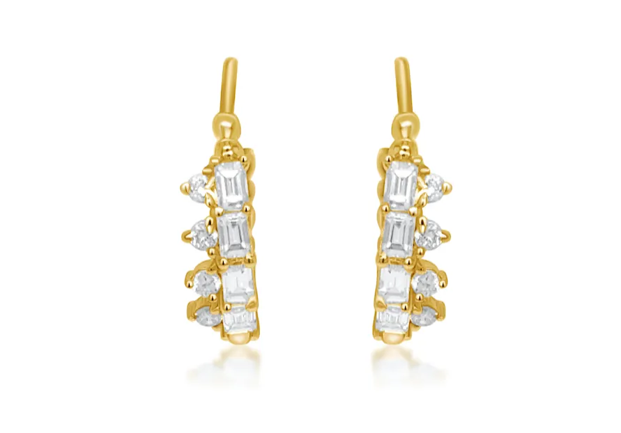 Earrings 18kt Yellow Gold Hoops & Diamonds