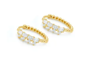 Earrings 18kt Yellow Gold Hoops & Diamonds