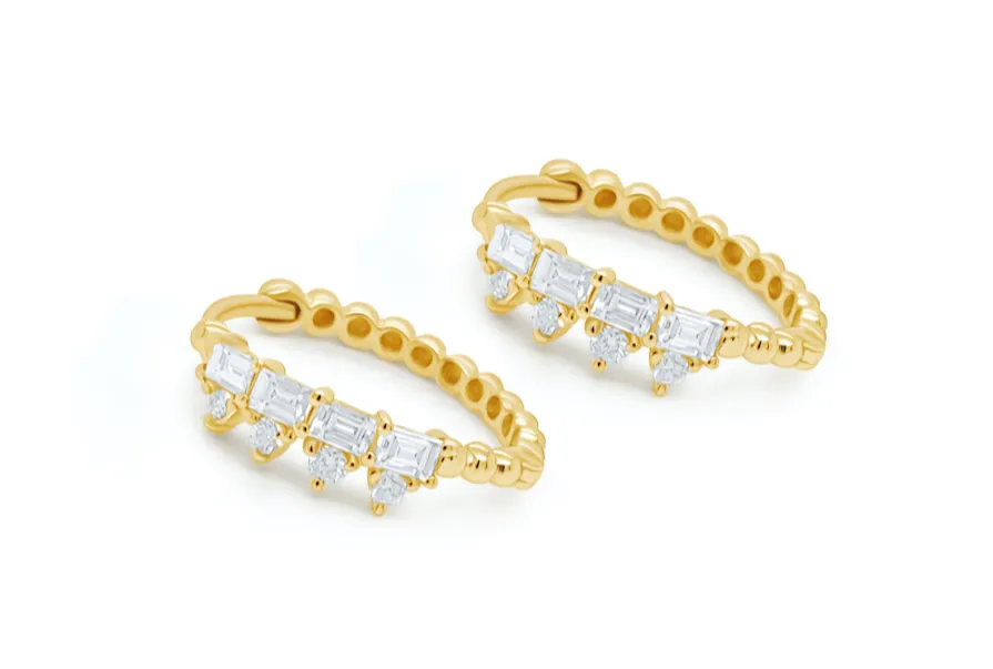 Earrings 18kt Yellow Gold Hoops & Diamonds