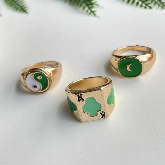 Fashion for Women Simple Cute Dripping Oil Enamel Ring