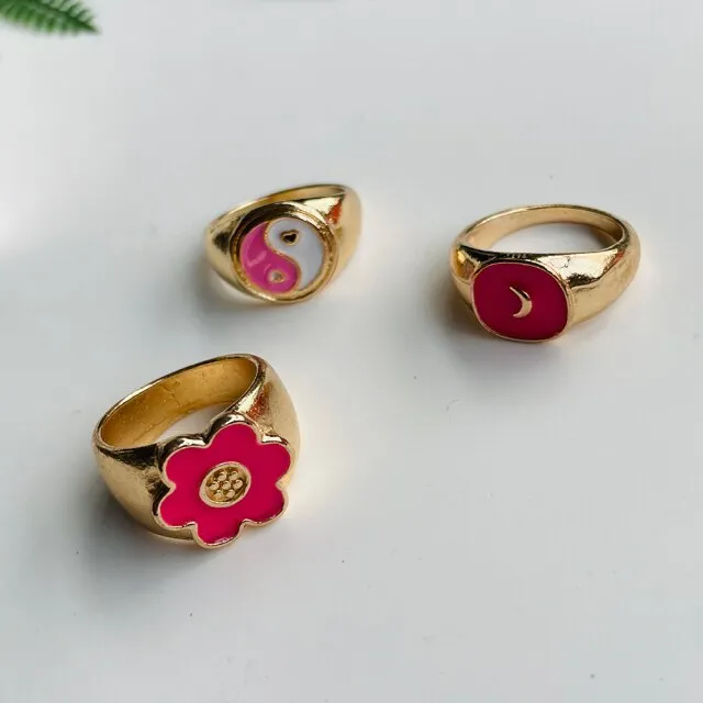 Fashion for Women Simple Cute Dripping Oil Enamel Ring