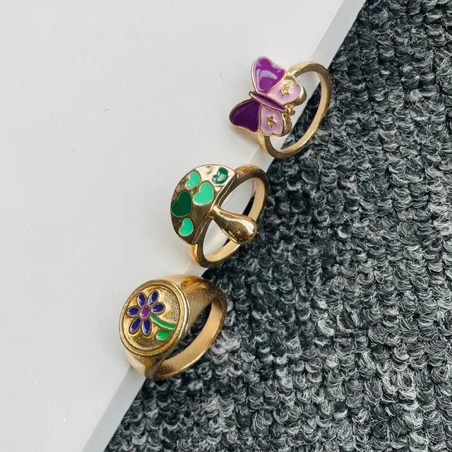 Fashion for Women Simple Cute Dripping Oil Enamel Ring