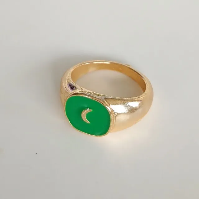 Fashion for Women Simple Cute Dripping Oil Enamel Ring
