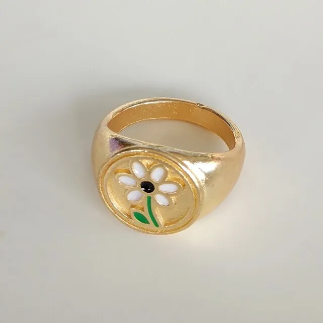 Fashion for Women Simple Cute Dripping Oil Enamel Ring
