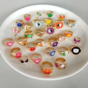 Fashion for Women Simple Cute Dripping Oil Enamel Ring