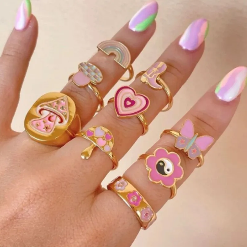 Fashion for Women Simple Cute Dripping Oil Enamel Ring