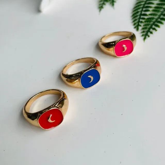 Fashion for Women Simple Cute Dripping Oil Enamel Ring