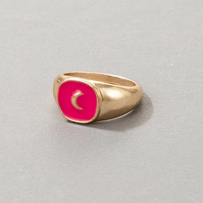 Fashion for Women Simple Cute Dripping Oil Enamel Ring