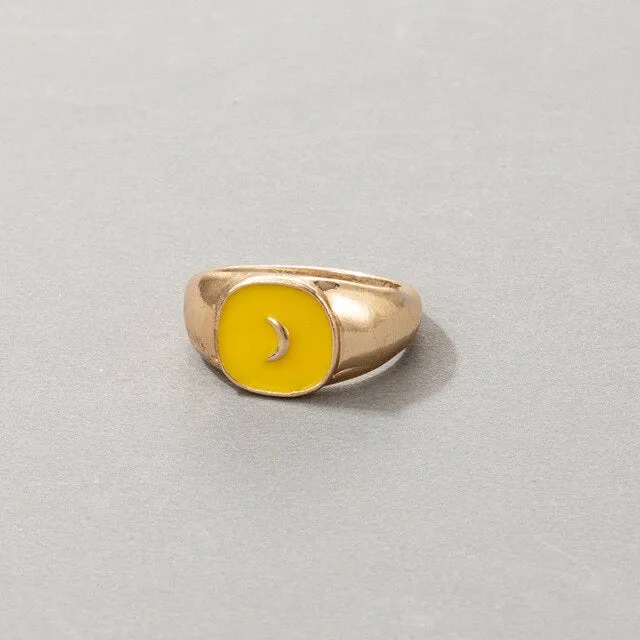 Fashion for Women Simple Cute Dripping Oil Enamel Ring