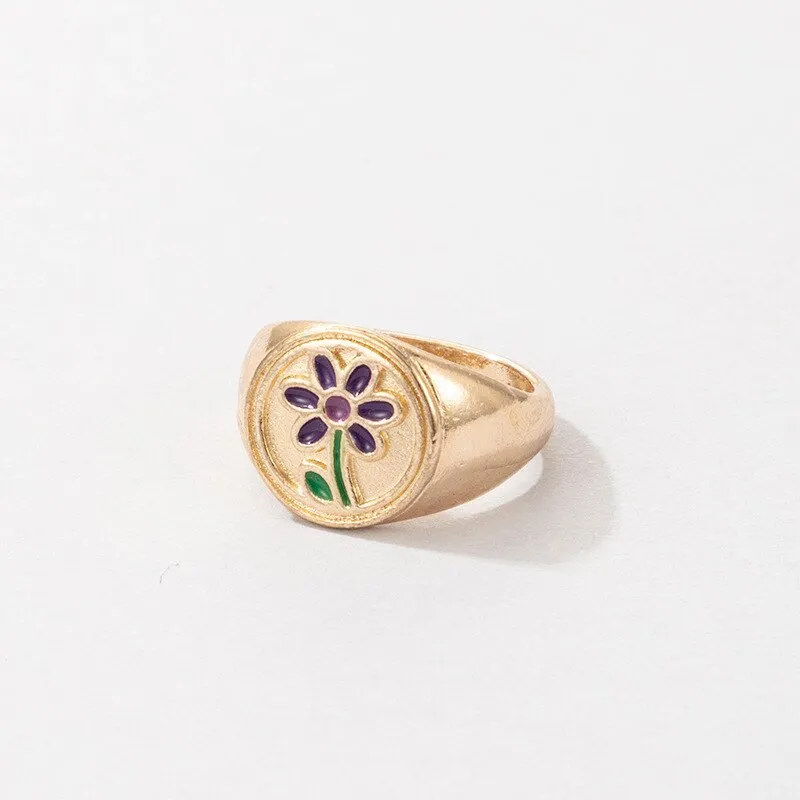 Fashion for Women Simple Cute Dripping Oil Enamel Ring