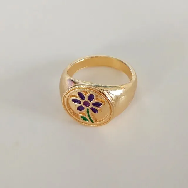 Fashion for Women Simple Cute Dripping Oil Enamel Ring