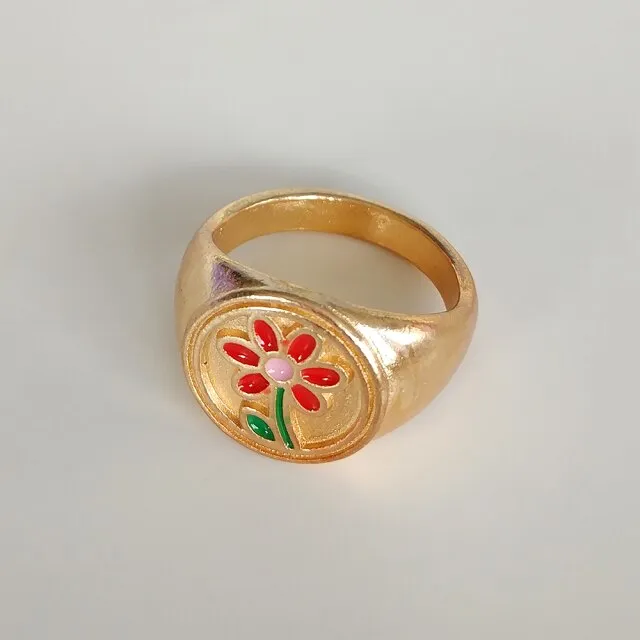 Fashion for Women Simple Cute Dripping Oil Enamel Ring