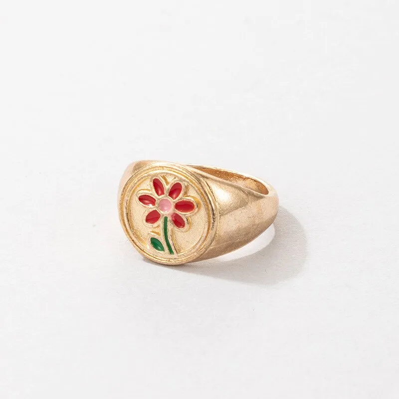 Fashion for Women Simple Cute Dripping Oil Enamel Ring