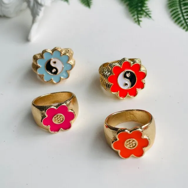 Fashion for Women Simple Cute Dripping Oil Enamel Ring