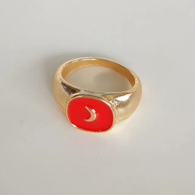 Fashion for Women Simple Cute Dripping Oil Enamel Ring