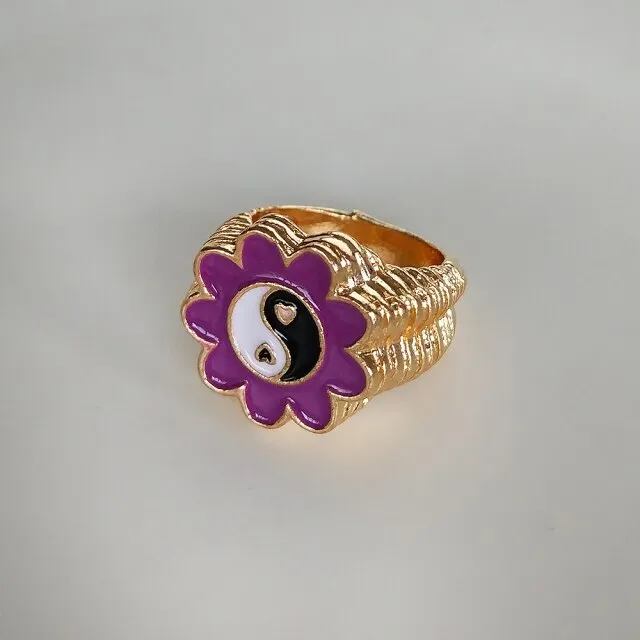 Fashion for Women Simple Cute Dripping Oil Enamel Ring