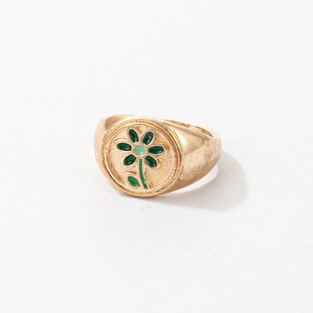Fashion for Women Simple Cute Dripping Oil Enamel Ring