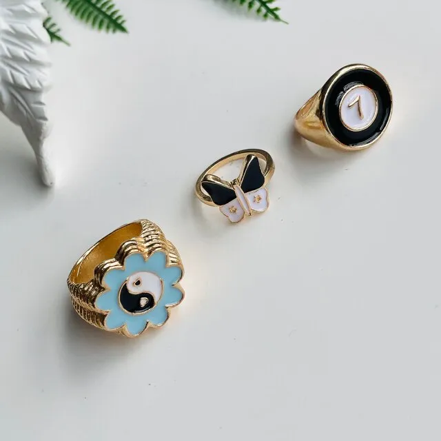Fashion for Women Simple Cute Dripping Oil Enamel Ring