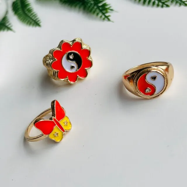 Fashion for Women Simple Cute Dripping Oil Enamel Ring
