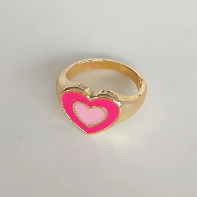 Fashion for Women Simple Cute Dripping Oil Enamel Ring