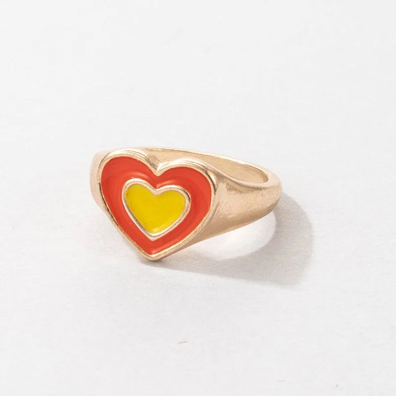 Fashion for Women Simple Cute Dripping Oil Enamel Ring