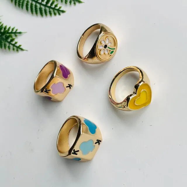 Fashion for Women Simple Cute Dripping Oil Enamel Ring