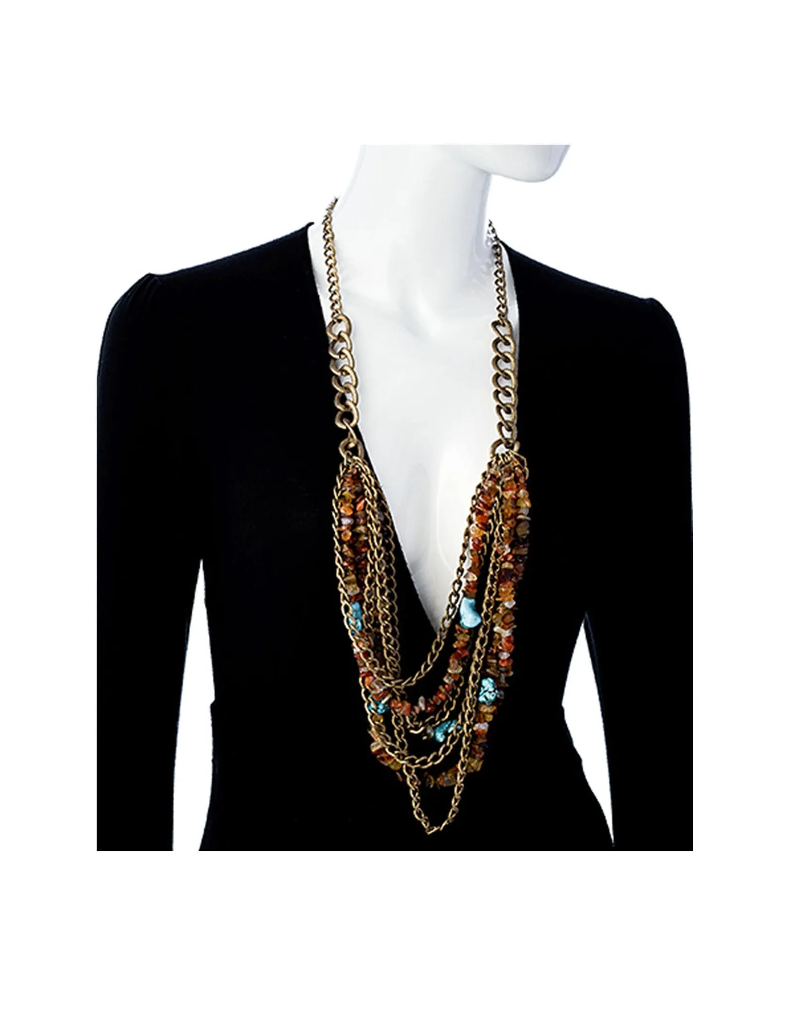Fiore Three Strand Rosso Bib Necklace