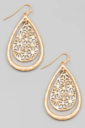 Floral Teardrop Dangle Earrings