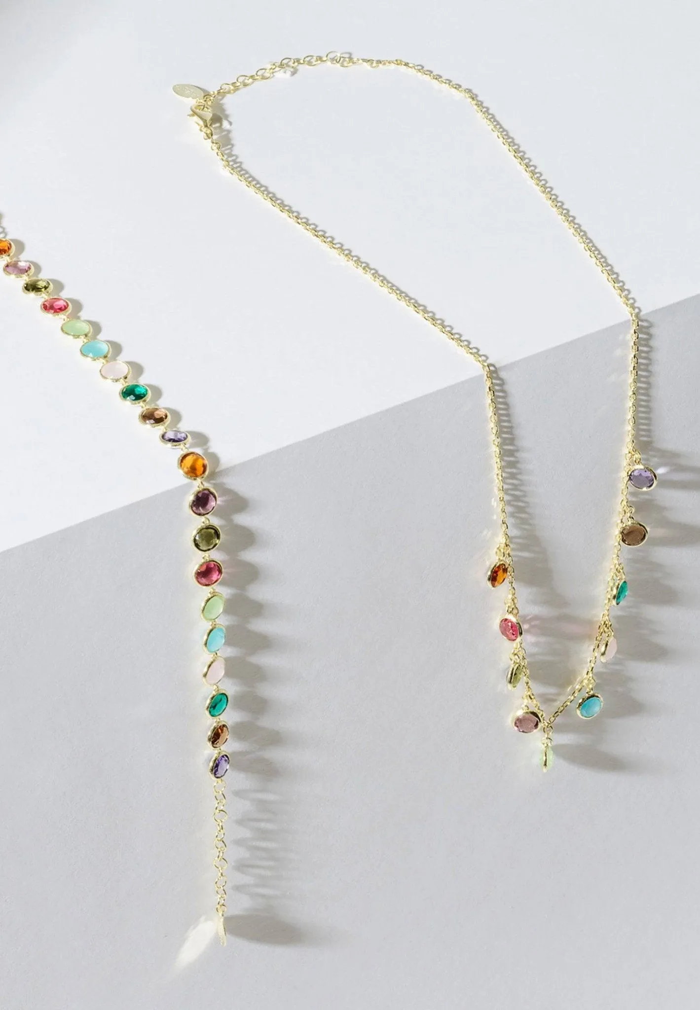 Florence Necklace Dipped in Gold with Multi-Colored Gemstones