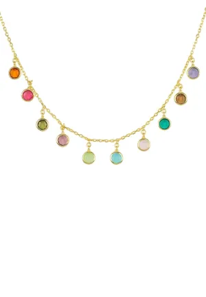 Florence Necklace Dipped in Gold with Multi-Colored Gemstones