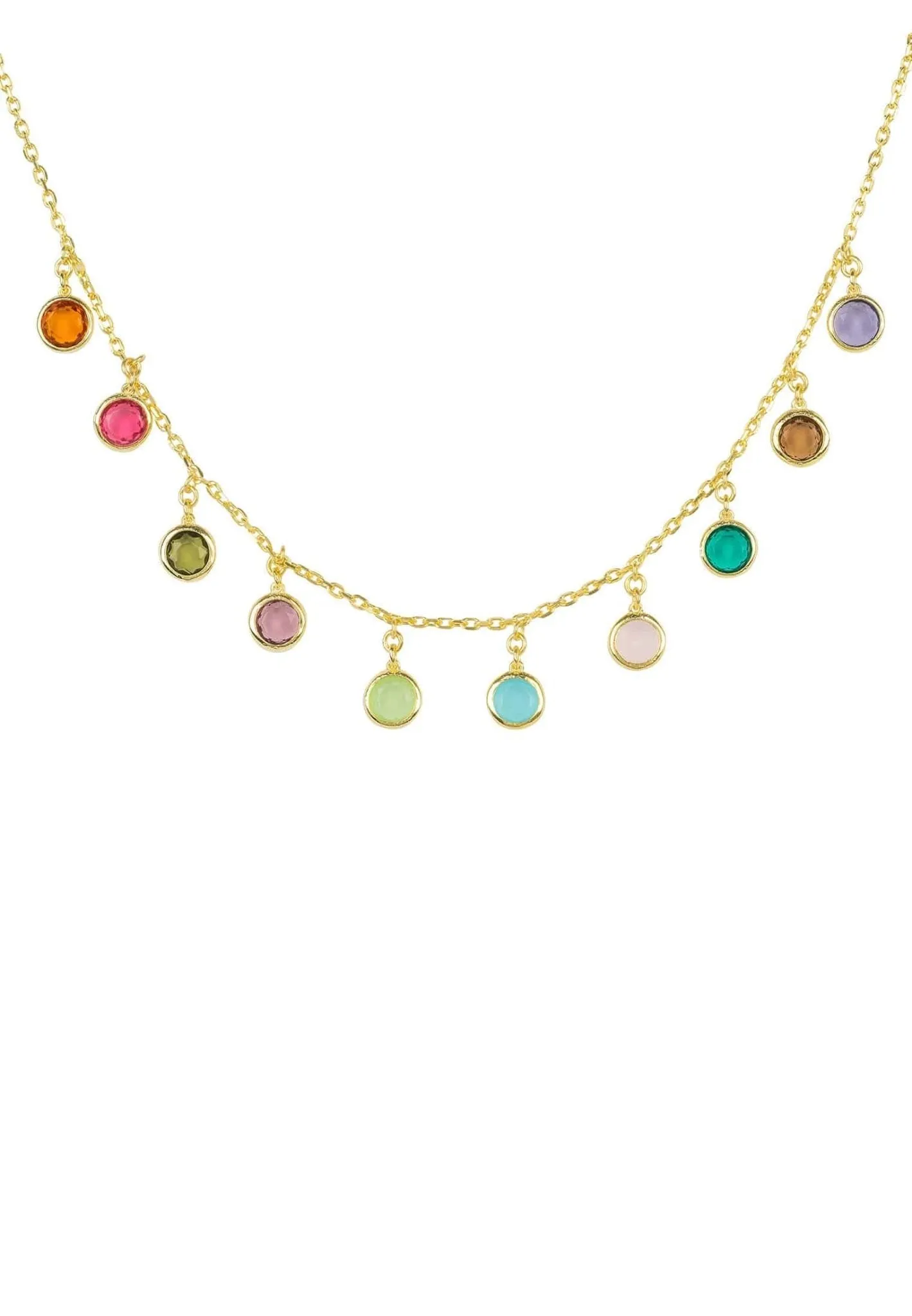 Florence Necklace Dipped in Gold with Multi-Colored Gemstones