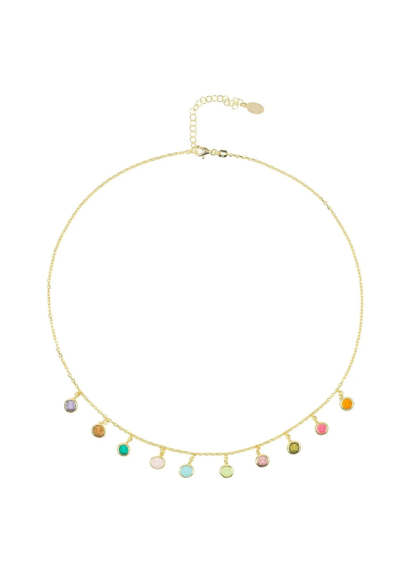 Florence Necklace Dipped in Gold with Multi-Colored Gemstones