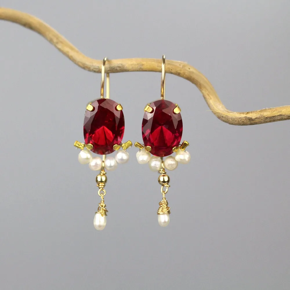 Fuchsia Oval Gemstone Earrings
