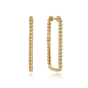 Gabriel & Co. Yellow Gold Bujukan Beads Rectangle Hoop Earrings 30mm