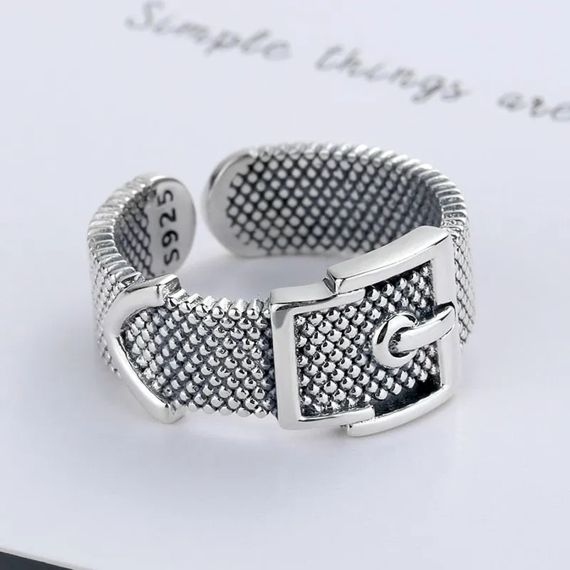 Genuine Silver Color Belt Rings for Women Simple Solid Silver Rings