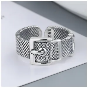 Genuine Silver Color Belt Rings for Women Simple Solid Silver Rings