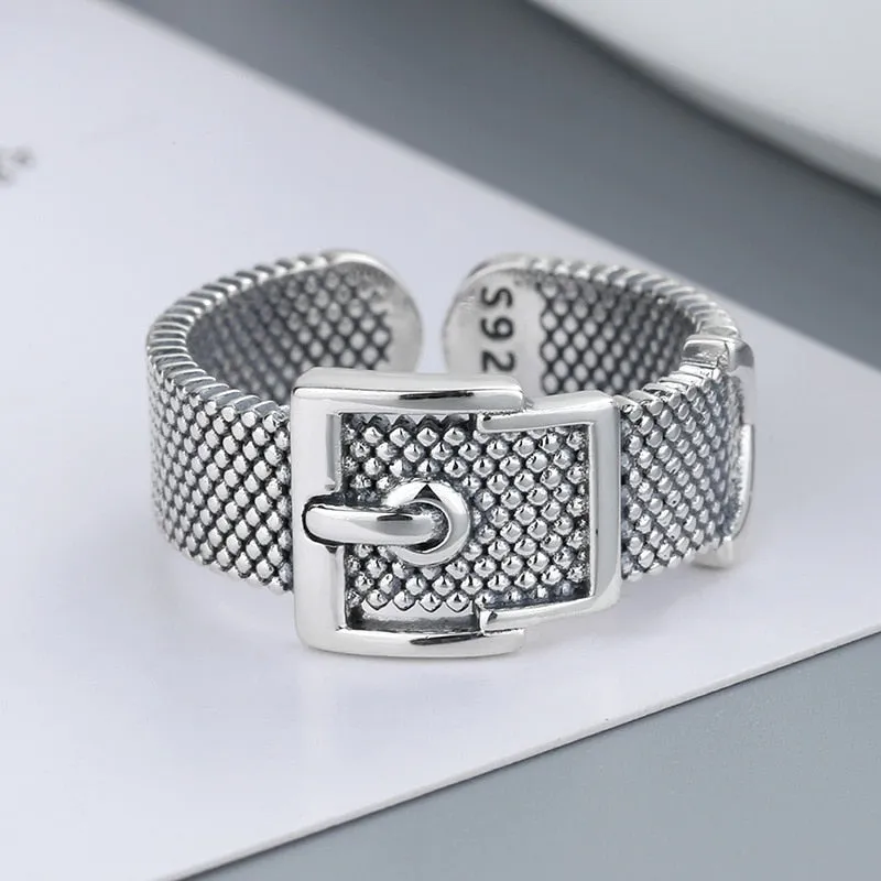 Genuine Silver Color Belt Rings for Women Simple Solid Silver Rings