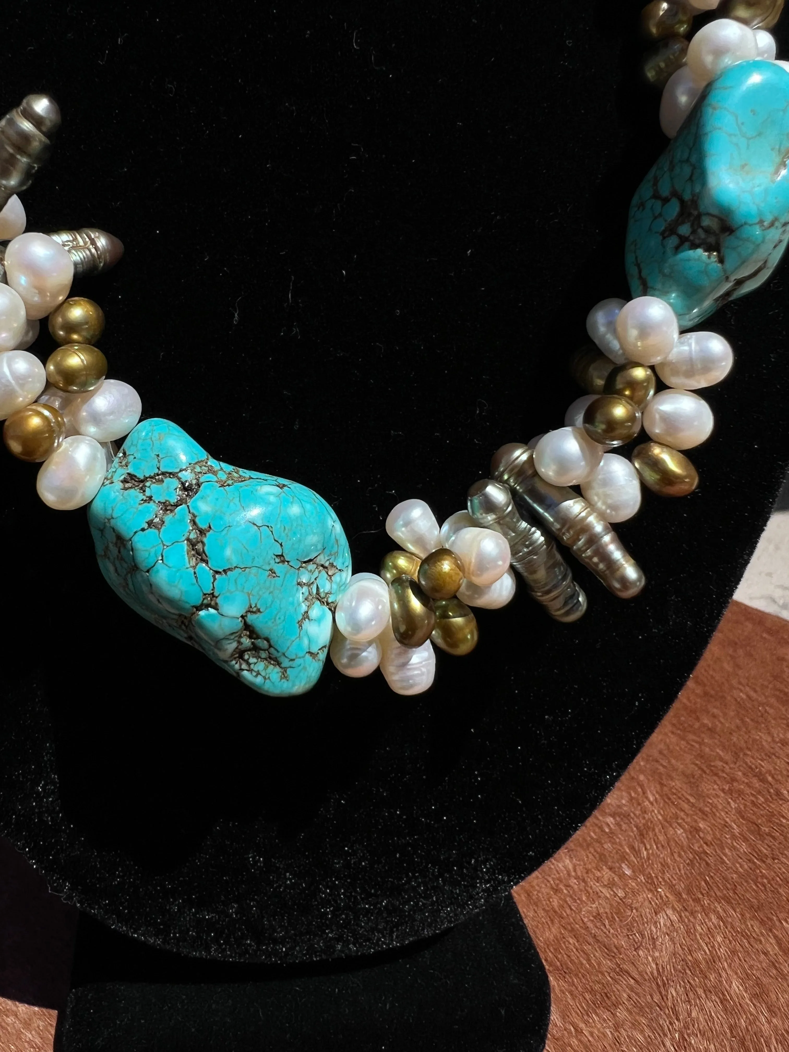 Genuine Turquoise and Fresh Water Pearl Necklace