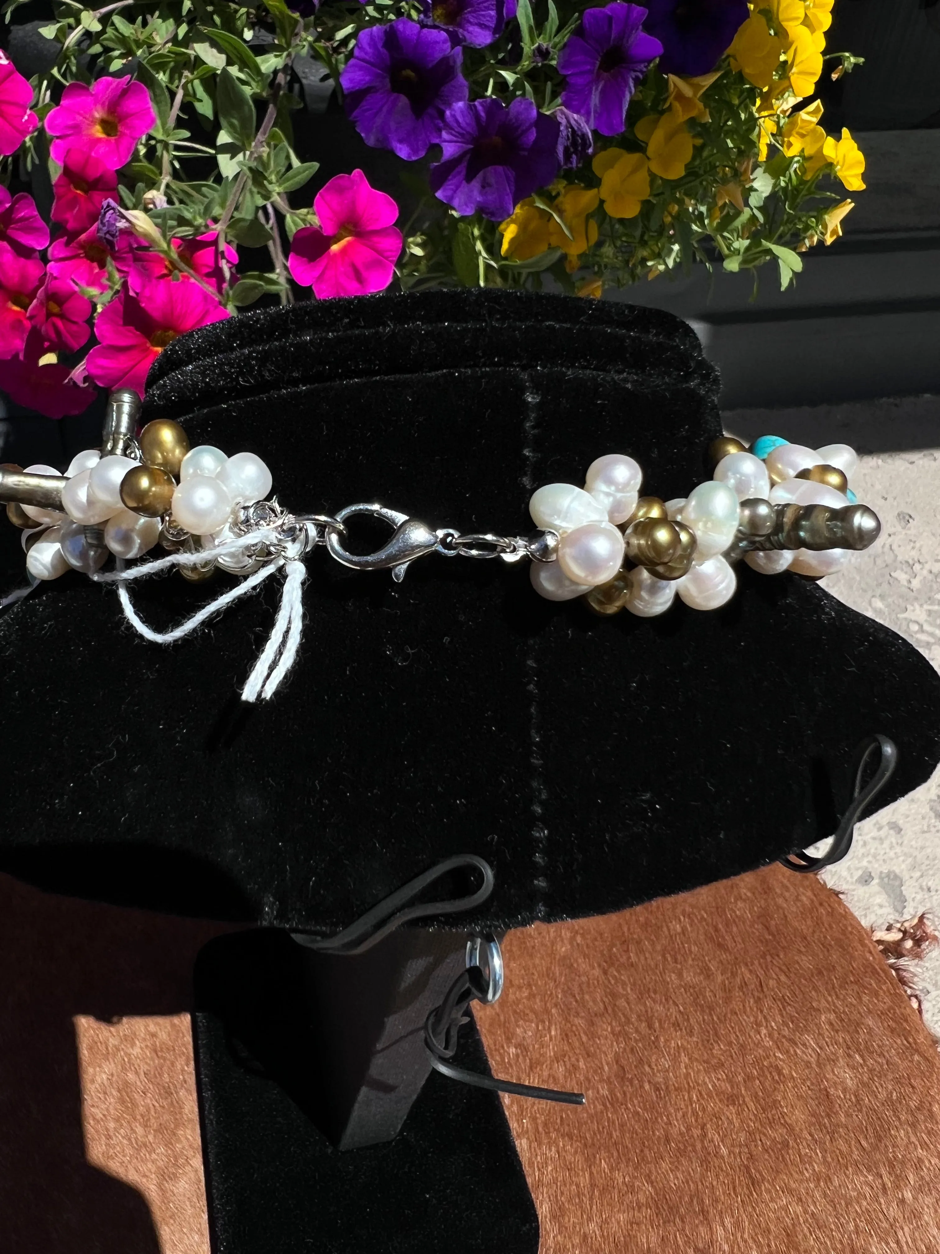 Genuine Turquoise and Fresh Water Pearl Necklace