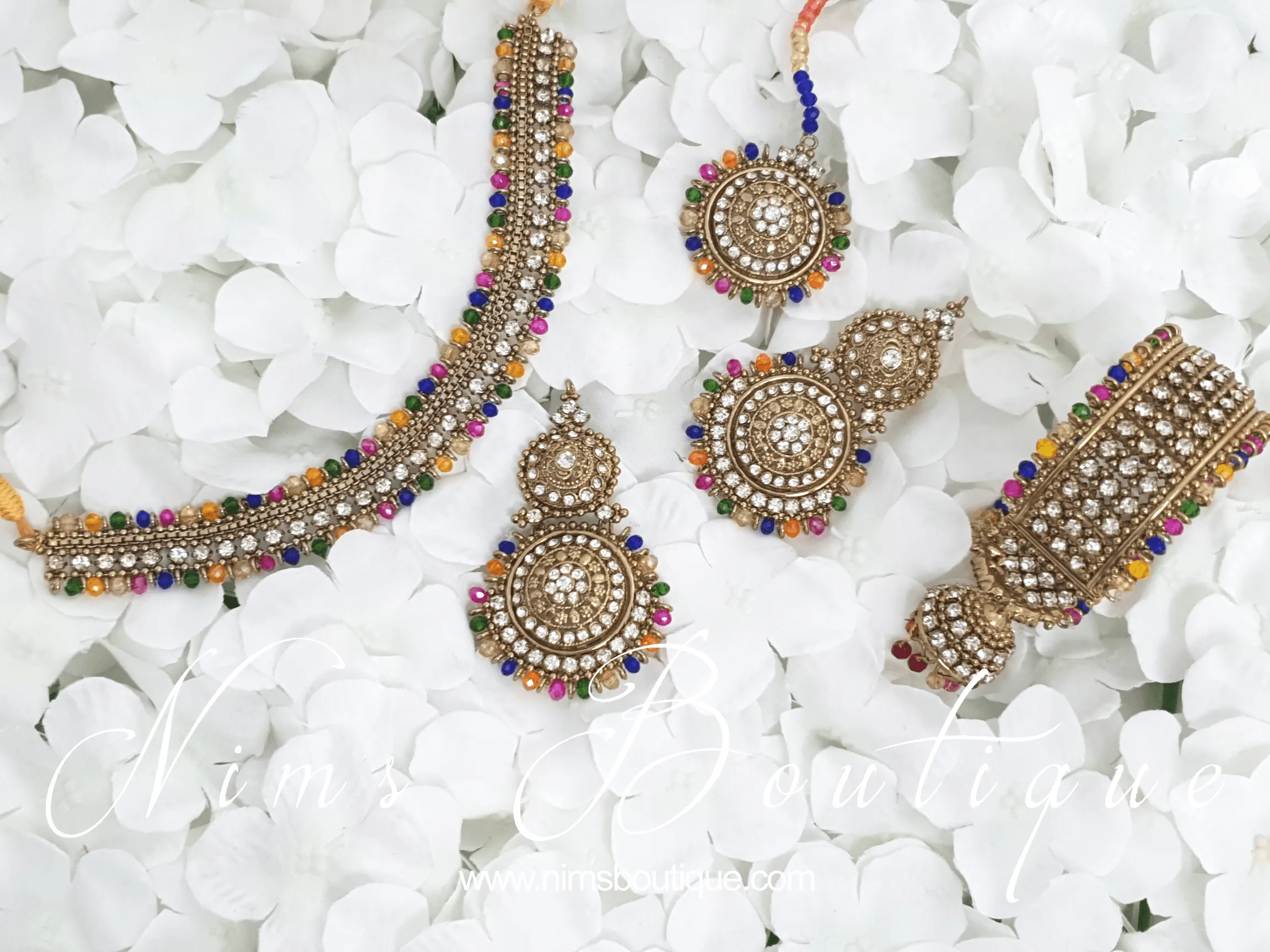 Gold & Multicolour Royal Bracelet with hanging chumka (1)