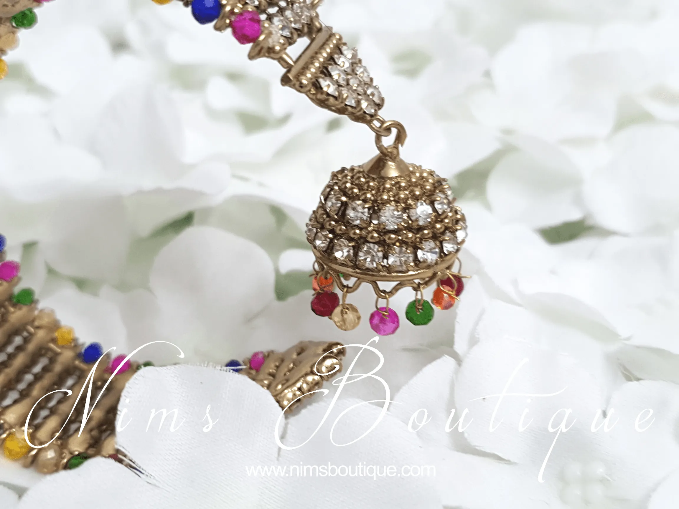 Gold & Multicolour Royal Bracelet with hanging chumka (1)