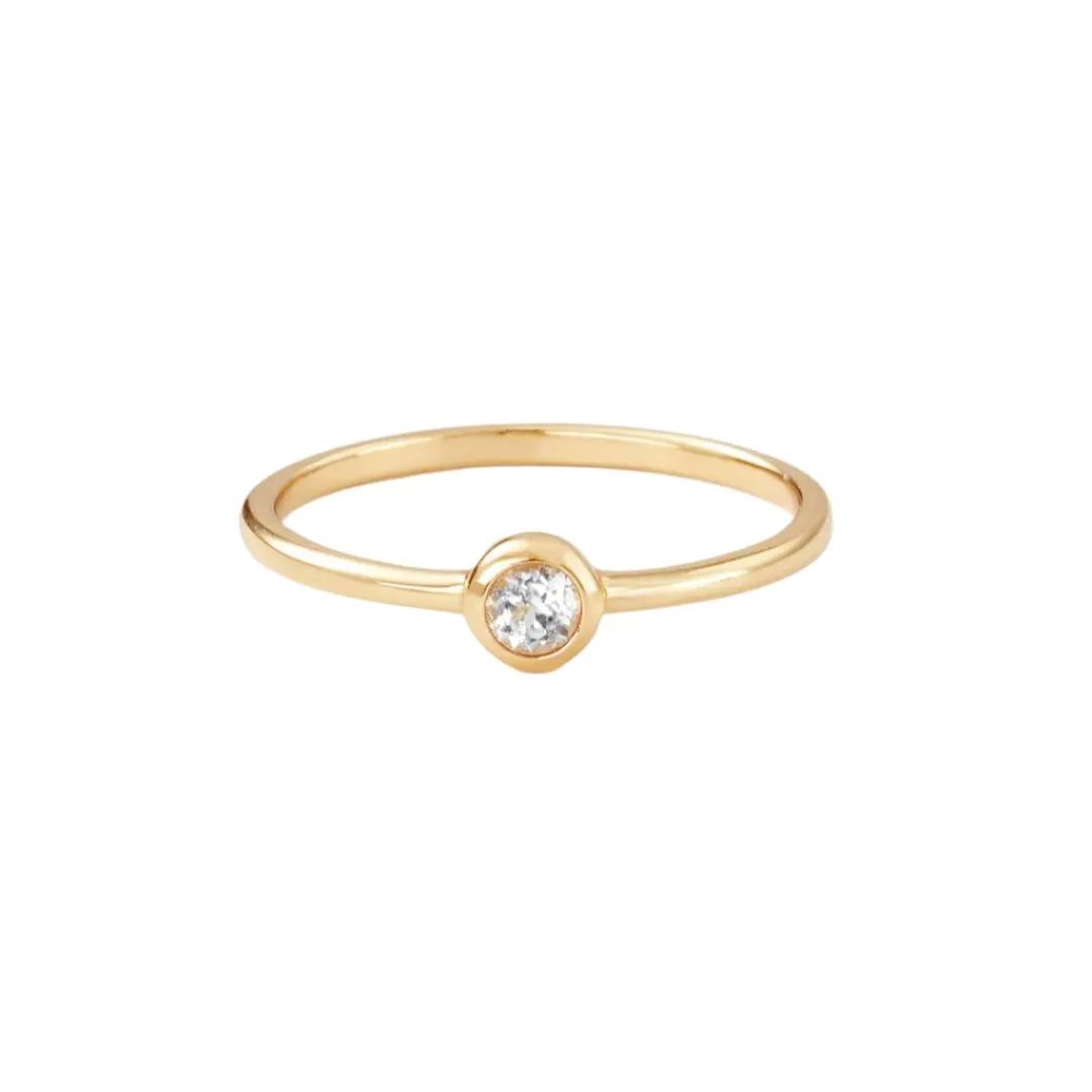Gold Big Brilliant White Topaz Ring