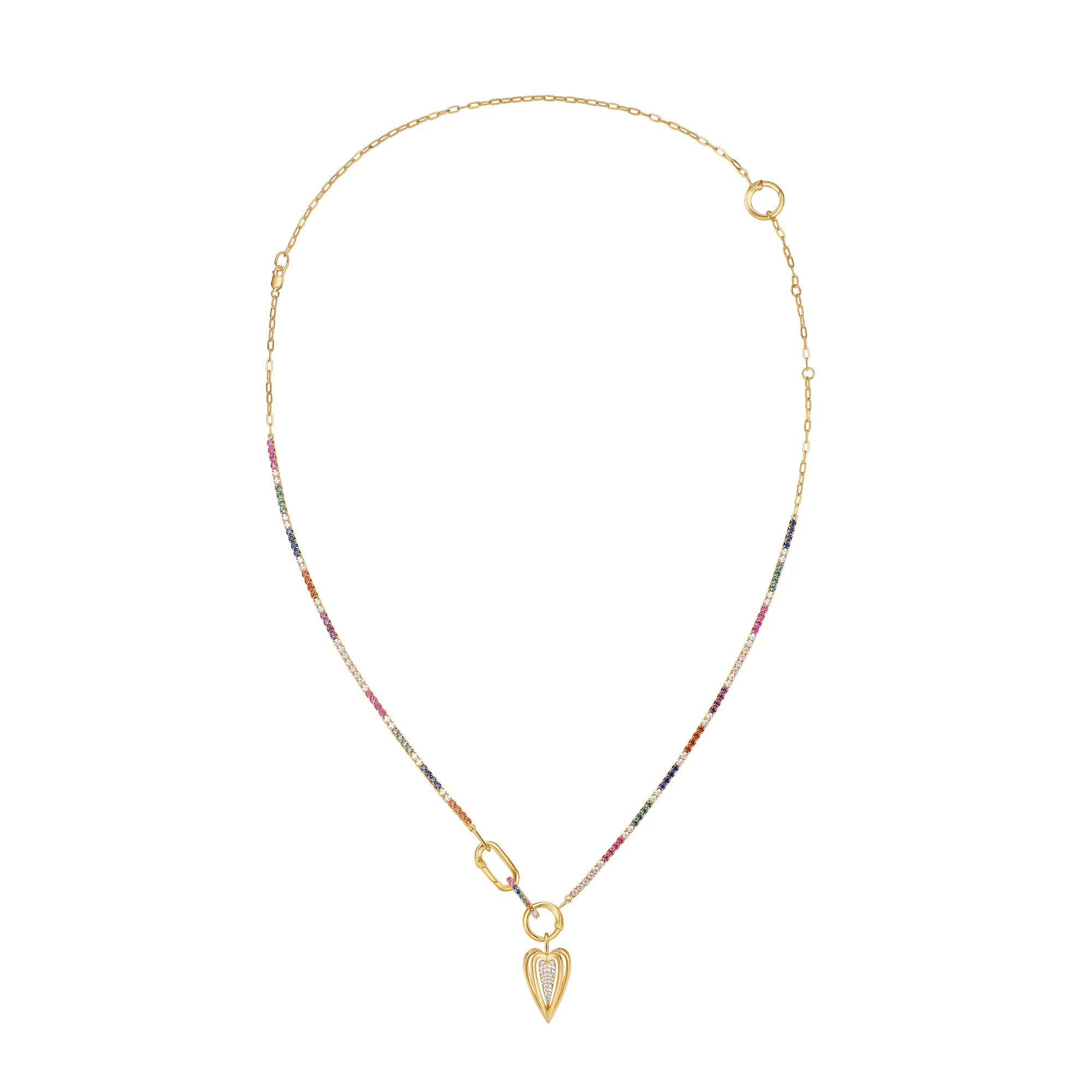 Gold Rainbow Chain Connector Necklace
