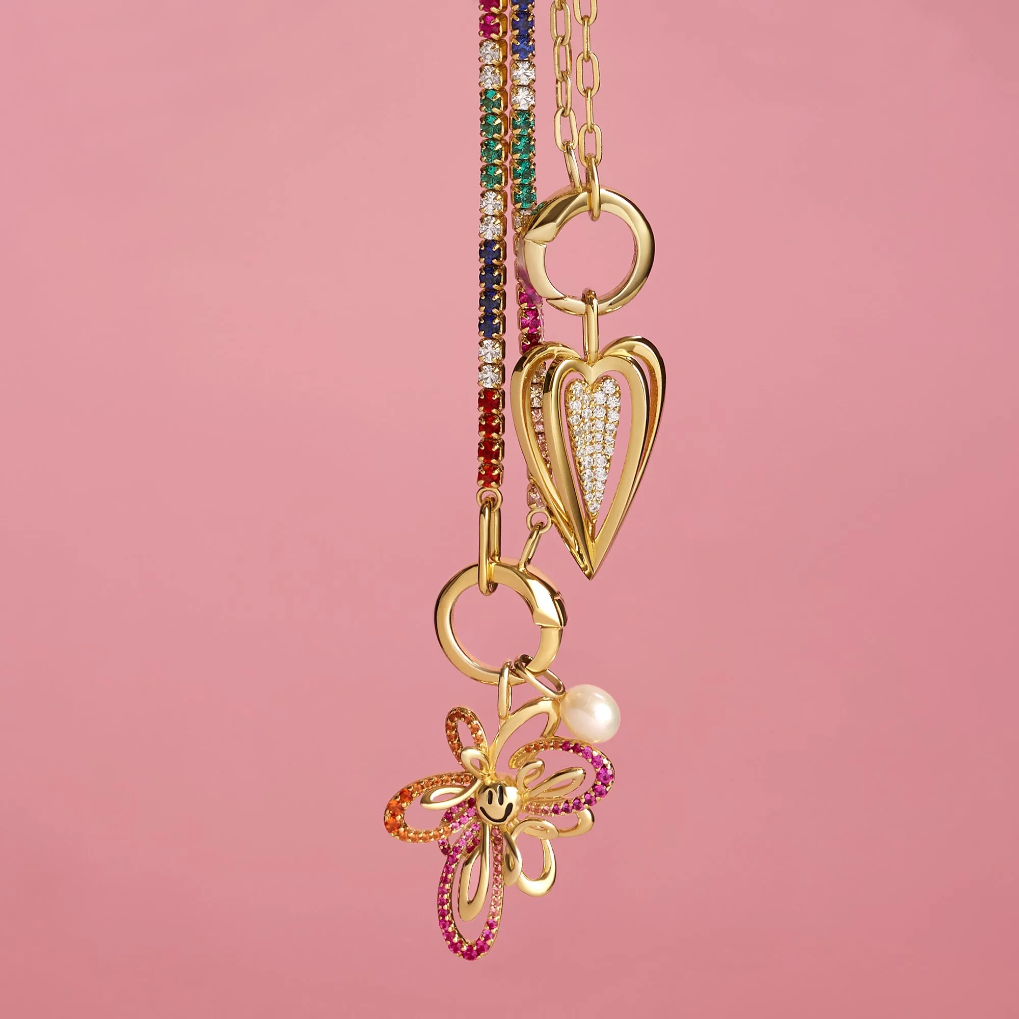 Gold Rainbow Chain Connector Necklace