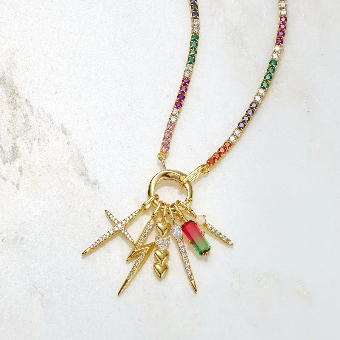 Gold Rainbow Chain Connector Necklace